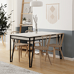 Стол обеденный с прямоугольной столешницей пыльного белого цвета на 4-х металлических ножках PAL ANCIENT WHITE варинант исполнения - 3 | Loft Concept в Тюмени