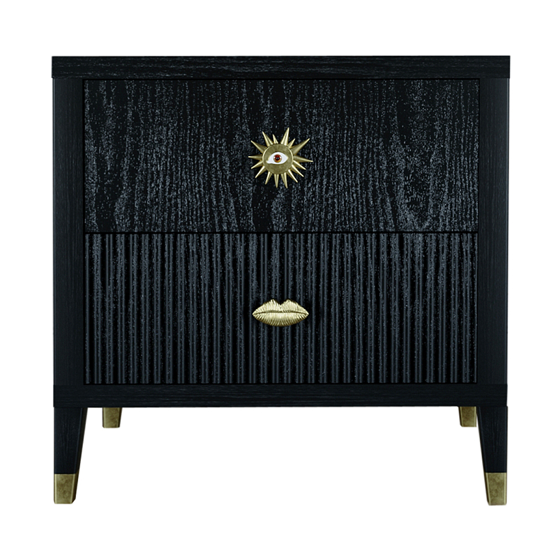 Тумба прикроватная с двумя ящиками Elsa Dreams Black Черный в Тюмени | Loft Concept 