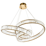 Подвесная люстра в виде изогнутых колец с хрустальным декором Ring Horizontal Oculus Gold Light Chandelier варинант исполнения - 3 | Loft Concept в Тюмени