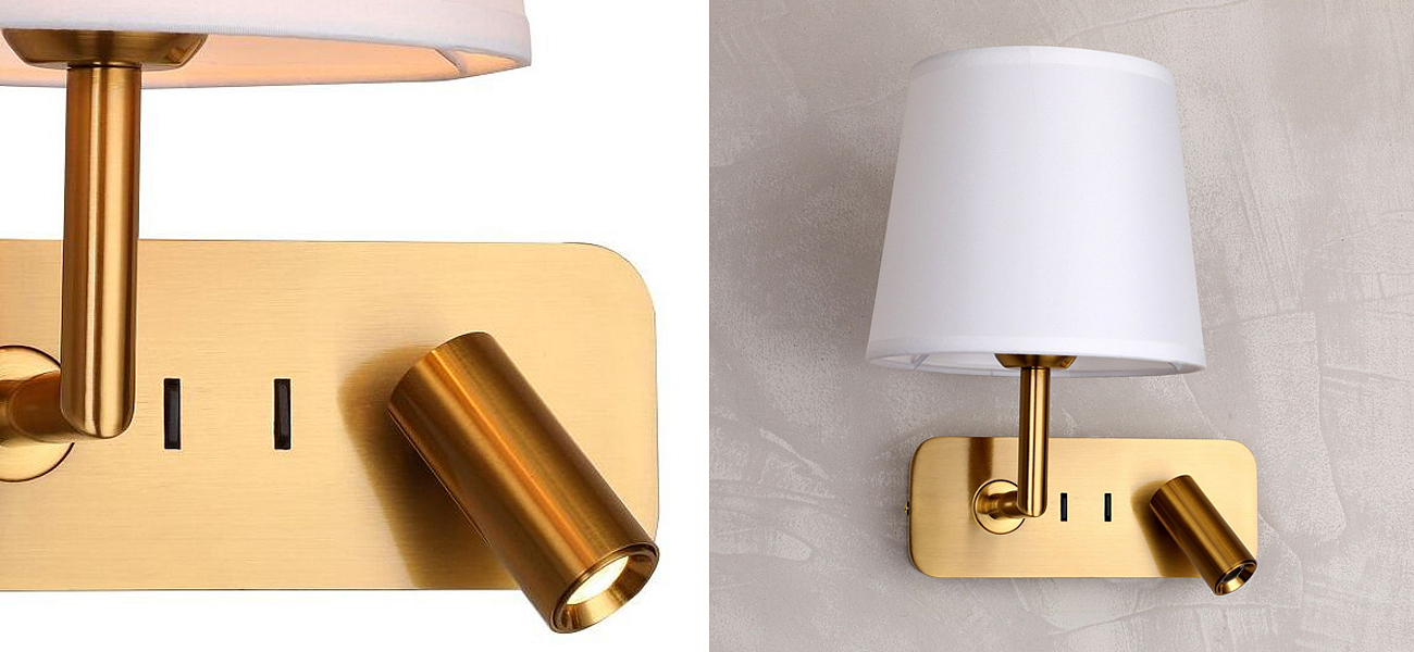 Бра с абажуром Trumpet Lamp Brass 2 лампы Бра с абажуром Trumpet Lamp Brass 2 лампы - Loft-Concept в Тюмени
