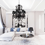 Люстра подвесная с плиссированными абажурами и множеством подвесок черного цвета Диаметр 62 см Lustre Reverie варинант исполнения - 4 | Loft Concept в Тюмени