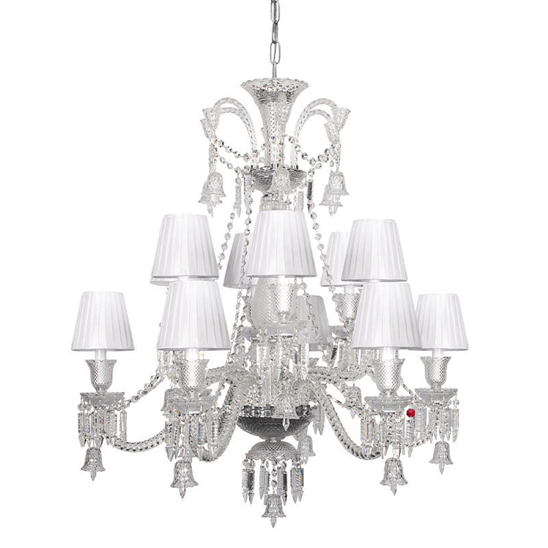 Люстра подвесная многоярусная с плиссированными абажурами и множеством подвесок Диаметр 89 см Lustre Reverie Черный Белый в Тюмени | Loft Concept 