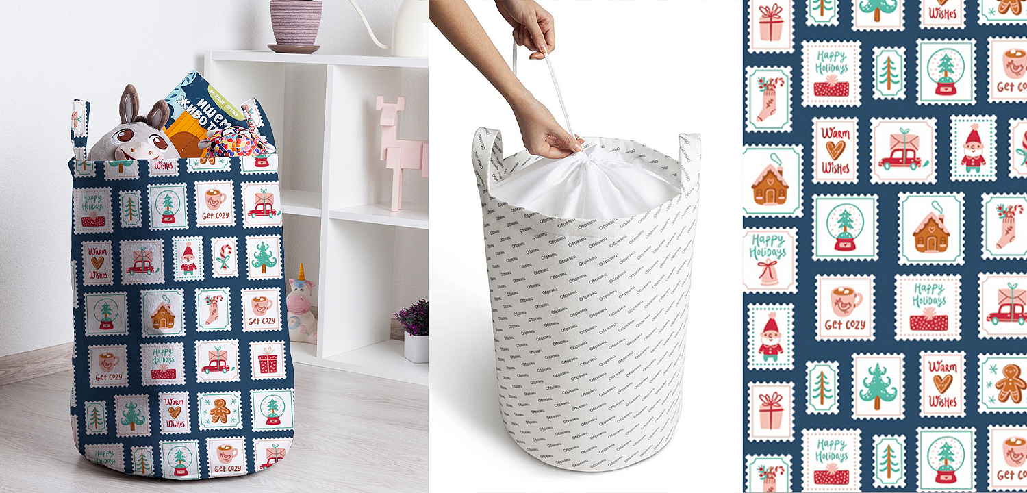 Корзина New Year Postage Stamps Basket Корзина New Year Postage Stamps Basket - Loft-Concept в Тюмени