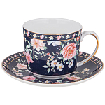 Чайный сервиз из фарфора синий на 6 персон 14 предметов Flower Porcelain Collection варинант исполнения - 2 | Loft Concept в Тюмени