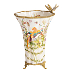 Ваза из фарфора с бронзовой стрекозой  Paradise Dragonfly варинант исполнения - 6 | Loft Concept в Тюмени