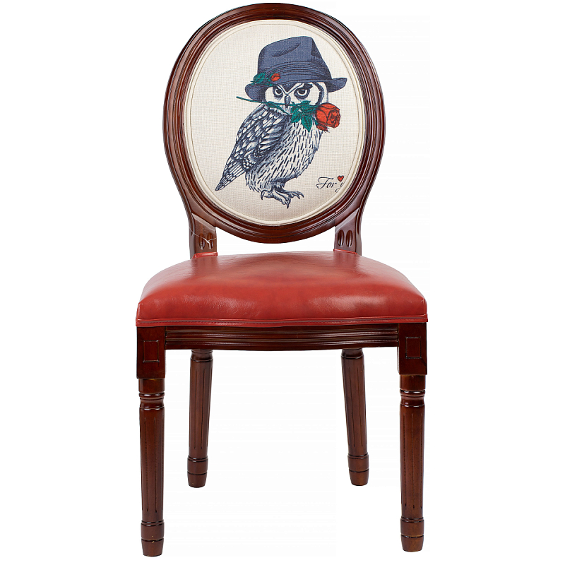 Стул French Owl with a rose Красный Бежевый Синий Коричневый Стул French Owl with a rose Красный Бежевый Синий Коричневый в Тюмени | Loft Concept
