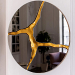 Зеркало кругле с декоративной золотой вставкой Golden Tree варинант исполнения - 4 | Loft Concept в Тюмени