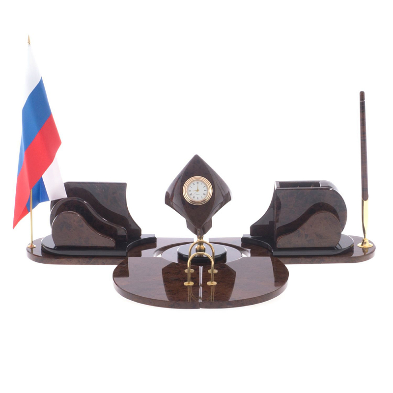 Настольный письменный набор из природного камня обсидиана коричневого Team leader Коричневый Настольный письменный набор из природного камня обсидиана коричневого Team leader Коричневый в Тюмени | Loft Concept
