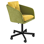 Стул с мягкой обивкой из велюра и подъемно-поворотным механизмом на колесиках Mason Green and Yellow варинант исполнения - 1 | Loft Concept в Тюмени