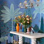 Обои ручная роспись Malwa Special Colourway on blue painted Xuan paper варинант исполнения - 1 | Loft Concept в Тюмени