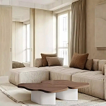 Дизайнерский журнальный стол с фигурной столешницей на белом основании Holarisex варинант исполнения - 1 | Loft Concept в Тюмени