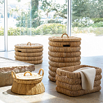 Плетеная корзина с крышкой из плетеного бананового дерева Zuwena Wicker Basket варинант исполнения - 6 | Loft Concept в Тюмени