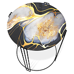 Стол журнальный круглый со столешницей из стекла Gold and Black Marble варинант исполнения - 2 | Loft Concept в Тюмени