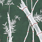 Обои ручная роспись Bamboo Argent on Edo Green painted silk варинант исполнения - 2 | Loft Concept в Тюмени
