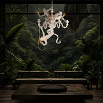 Люстра с тремя фигурами обезьян с лампочками в руках белого цвета Hanging Monkey варинант исполнения - 10 | Loft Concept в Тюмени