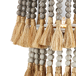 Подвесной светильник двухъярусный с декором из круглых деревянных бусин с кисточками Gray Brown Wooden Beads Chandelier варинант исполнения - 1 | Loft Concept в Тюмени