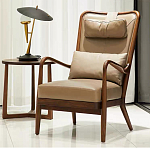 Кресло c каркасом из массива дерева и с мягким подголовником Walnut Armchair варинант исполнения - 1 | Loft Concept в Тюмени