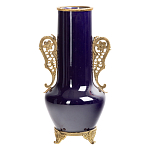 Ваза темно-синяя фарфоровая с бронзовыми ручками и ножками Eden Garden варинант исполнения - 1 | Loft Concept в Тюмени