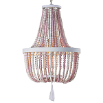 Люстра каплевидной формы украшенная круглыми бусинами розовая Wooden Pink Chandelier варинант исполнения - 1 | Loft Concept в Тюмени