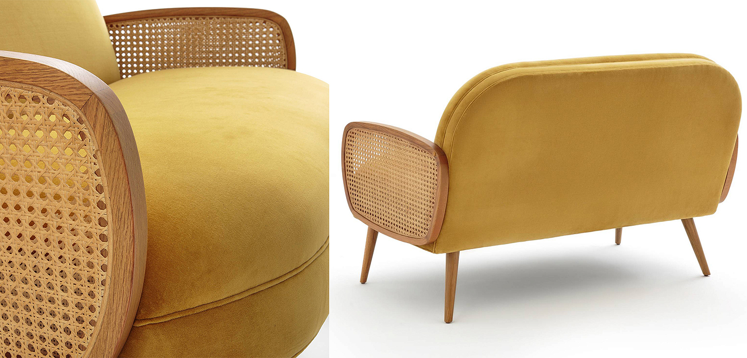 Диван Morten Wicker Sofa Горчичный Диван Morten Wicker Sofa Горчичный - Loft-Concept в Тюмени