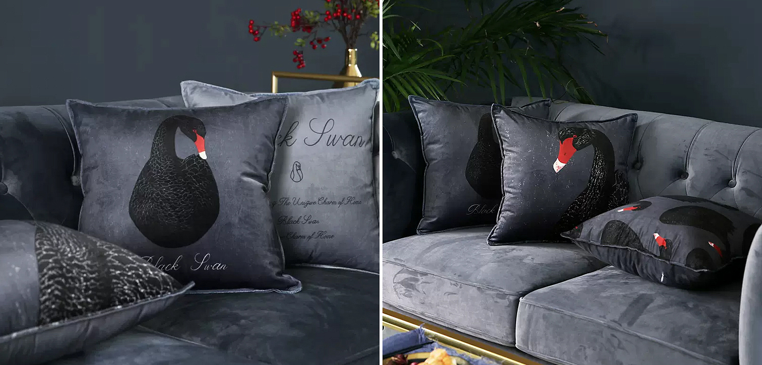 Декоративная подушка Black Swan II Cushion Черная Декоративная подушка Black Swan II Cushion Черная - Loft-Concept в Тюмени
