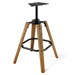 Барный стул со спинкой и металлической подставкой на 4-х деревянных ножках Синий Велюр Vendramin Chair варинант исполнения - 4 | Loft Concept в Тюмени