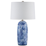 Настольная лампа керамическая с бело-синими мазками Painterly Strokes варинант исполнения - 3 | Loft Concept в Тюмени