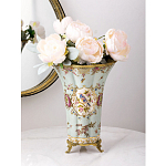 Ваза голубого цвета из фарфора с цветочным рисунком и бронзовой стрекозой Blue Garden варинант исполнения - 4 | Loft Concept в Тюмени