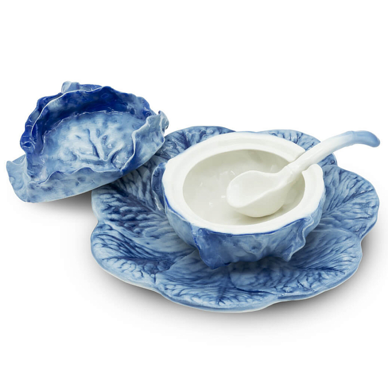 Супница SOUP BOWL CABBAGE W/PLATE D20 Blue Сапфирово-синий Супница SOUP BOWL CABBAGE W/PLATE D20 Blue Сапфирово-синий в Тюмени | Loft Concept