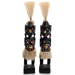 Комплект из 2-х деревянных статуэток Asmat Straw Headdress Statuettes Multicolor варинант исполнения - 1 | Loft Concept в Тюмени