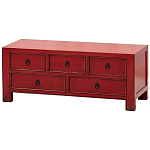 Деревянная ТВ-тумба с 5-ю выдвижными ящиками в китайском стиле красная Wei Chinese TV Stand варинант исполнения - 2 | Loft Concept в Тюмени