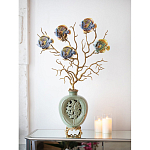 Ваза зеленая с бронзовыми ветвями и фарфоровыми рыбками Eden Garden варинант исполнения - 4 | Loft Concept в Тюмени