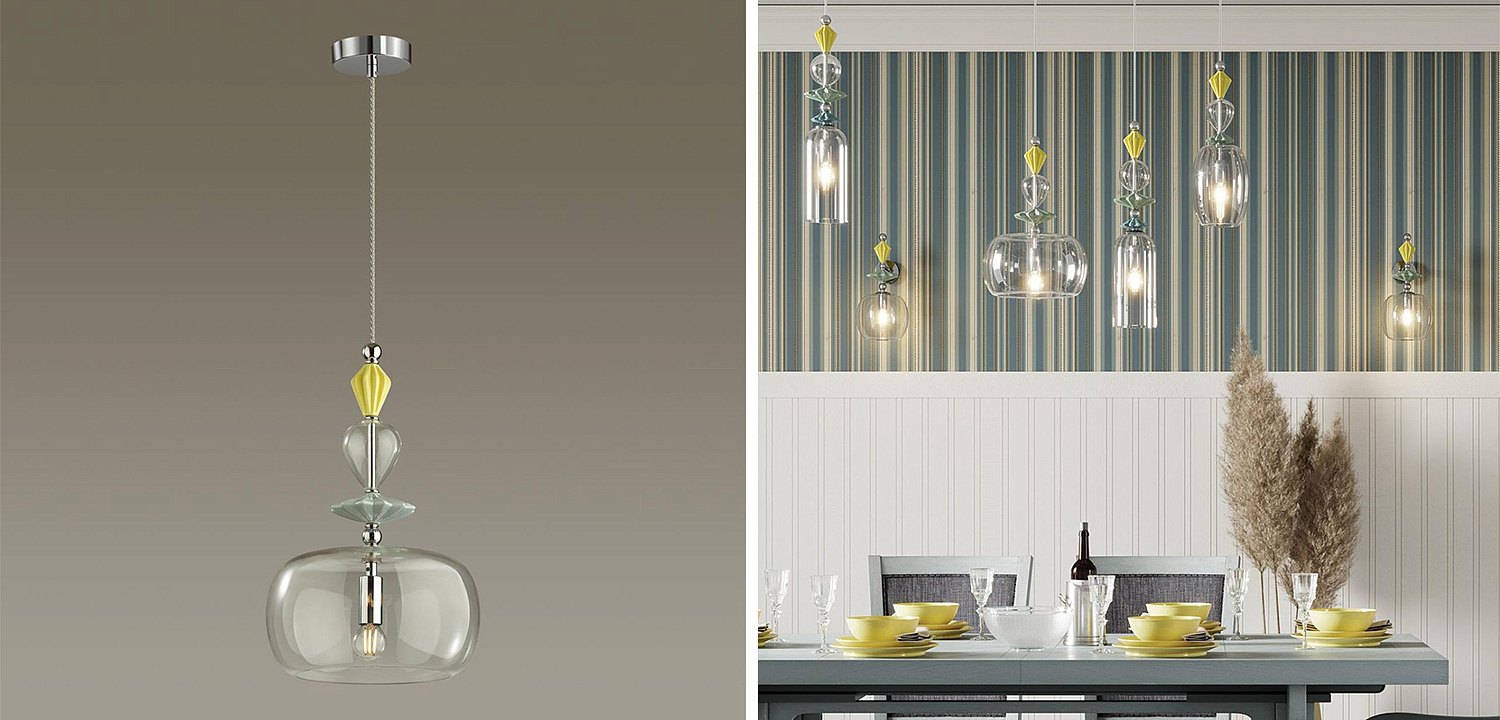 Подвесной светильник Iris Glas hanging lamp candy A chrome Подвесной светильник Iris Glas hanging lamp candy A chrome - Loft-Concept в Тюмени