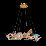 Люстра круглая на золотом каркасе с птичками и цветочным декором Miscellaneous herbs варинант исполнения - 2 | Loft Concept в Тюмени