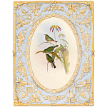 Декоративный постер с изображением птиц в раме с рельефным растительным узором Blooming Birds Poster варинант исполнения - 12 | Loft Concept в Тюмени
