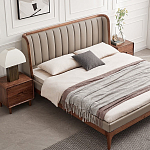 Кровать двуспальная с мягким изголовьем Moon Walnut Bed варинант исполнения - 1 | Loft Concept в Тюмени