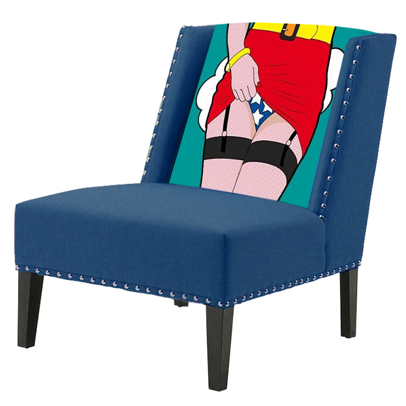 FUN Armchair "Super woman" Blue Дизайнерское кресло с цветным принтом Бирюзовый FUN Armchair "Super woman" Blue Дизайнерское кресло с цветным принтом Бирюзовый в Тюмени | Loft Concept