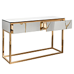Консоль с ящиками зеркальная с золотым декором Gold Painted Mirror Console варинант исполнения - 2 | Loft Concept в Тюмени