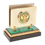 Настольный письменный набор из малахита и долерита с декором в виде герба России Leader Organizer варинант исполнения - 6 | Loft Concept в Тюмени