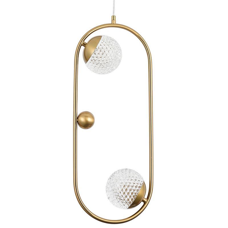 Подвесной светильник с 2-мя сферическими плафонами из рельефного акрила Pearls Suspension Hanging Lamp Латунь Прозрачный Подвесной светильник с 2-мя сферическими плафонами из рельефного акрила Pearls Suspension Hanging Lamp Латунь Прозрачный в Тюмени | Loft Concept