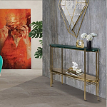 Консоль овальной формы золотая с полкой для хранения Craig варинант исполнения - 4 | Loft Concept в Тюмени