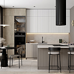 Кухонный гарнитур с фасадом в полоску Rainier Kitchen Set варинант исполнения - 1 | Loft Concept в Тюмени