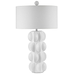 Настольная лампа белая с тканевым абажуром в форме цилиндра Morphing варинант исполнения - 4 | Loft Concept в Тюмени