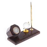 Настольный письменный набор с глобусом и ручкой из натурального обсидиана World Globe варинант исполнения - 2 | Loft Concept в Тюмени