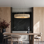 Люстра круглая из толстых деревянных реек Natural Style варинант исполнения - 4 | Loft Concept в Тюмени