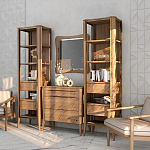 Витрина левая из массива дуба с 5-ю полками и 2-мя ящиками Tasteful Furniture варинант исполнения - 3 | Loft Concept в Тюмени