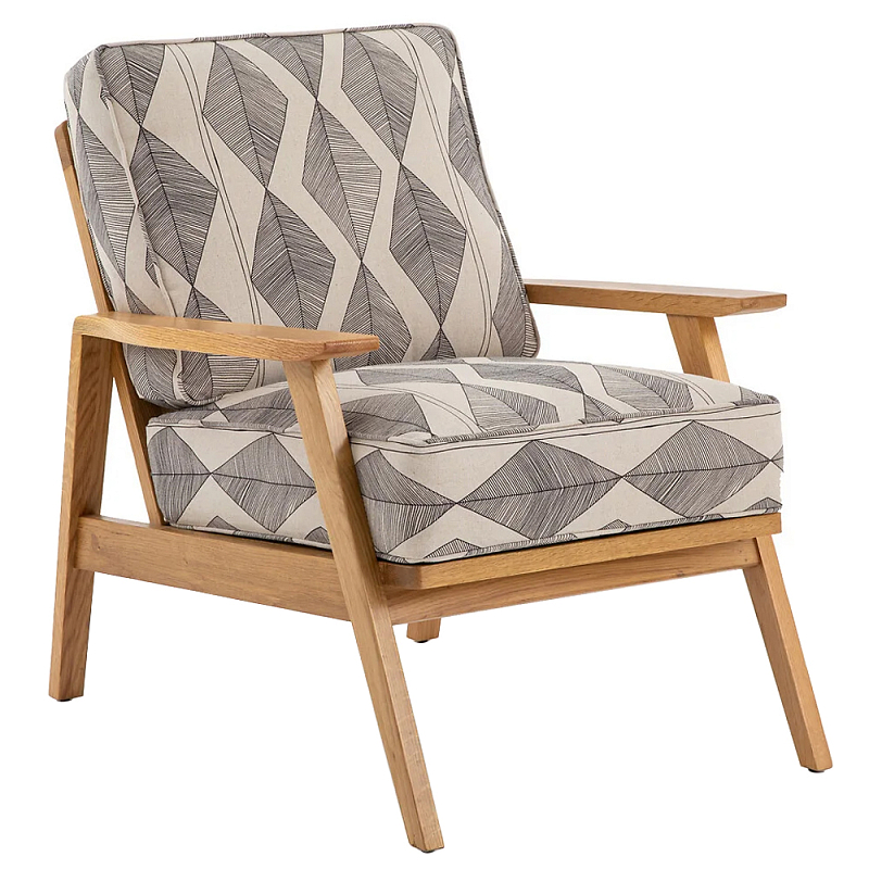 Кресло с каркасом из массива дуба Deniaud Oak Rhombus Beige Armchair Светлый дуб Бежевый Кресло с каркасом из массива дуба Deniaud Oak Rhombus Beige Armchair Светлый дуб Бежевый в Тюмени | Loft Concept