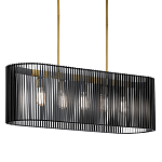 Люстра подвесная овальной формы с металлическим решетчатым абажуром матово-черного цвета и 5 лампами Kichler варинант исполнения - 1 | Loft Concept в Тюмени