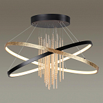 Люстра подвесная с 2-мя пересекающимися круглыми подвесами в черном и золотистом цвете и вертикальными подвесками Ring Horizontal варинант исполнения - 2 | Loft Concept в Тюмени