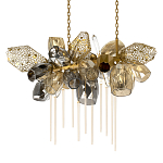 Люстра подвесная с 22-мя гранёными стеклянными плафонами с вертикальными подвесками Gilded Mirage  варинант исполнения - 7 | Loft Concept в Тюмени